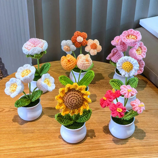 KnitPetal™ – Handmade Mini Rose Pots