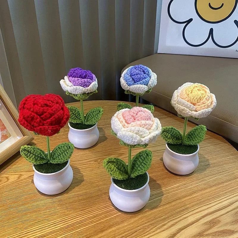 KnitPetal™ – Handmade Mini Rose Pots