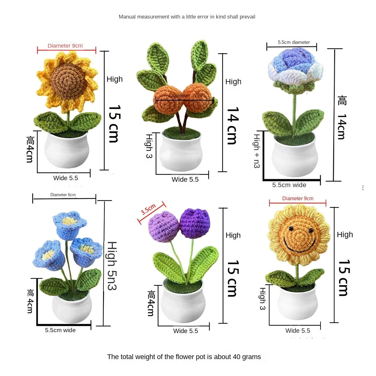 KnitPetal™ – Handmade Mini Rose Pots